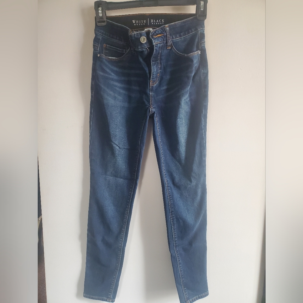 White House Black Market Women's Dark Blue Skinny Jeans